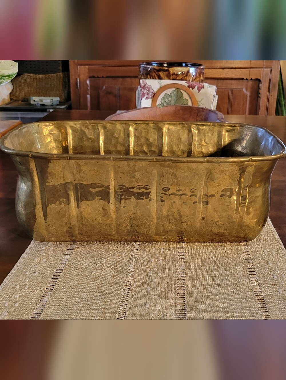 Vintage Brass Tub Garden planter Flower Window Box Top 13” L, 7” W, 6 T